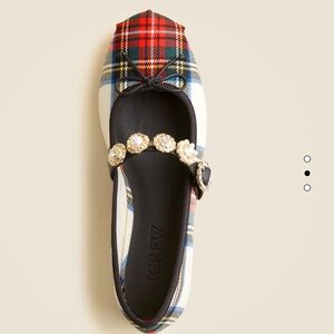 J.Crew Logan embellished Mary Jane ballet flats in tartan sz 9.5